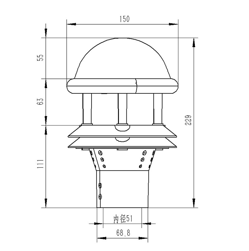 雨量傳感器校準證書產(chǎn)品尺寸圖