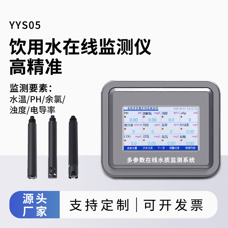 飲用水水質監(jiān)測參數(水溫、ph、余氯、濁度、電導率)